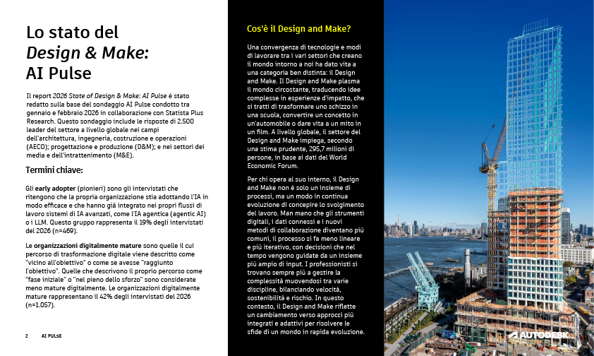 Autodesk State of Design and Make 2026:AI Pulse nel settore manifatturiero e AECO